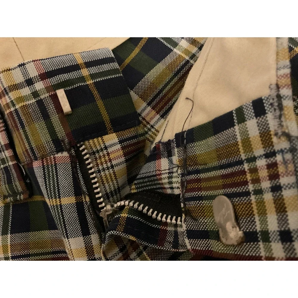 Vintage‎ 70s Lee Fastbacks Plaid Flared Trousers Green Gold Mens 32x31 USA Made